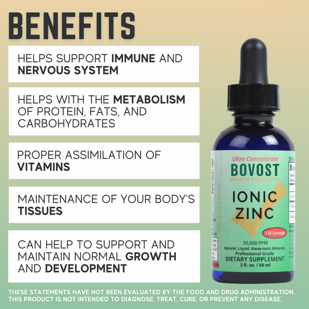 Liquid Ionic Zinc Ultra Concentrate by Bovost for Immune Support | No-GMO Pure Dietary Supplement | Vegan and Children Safe | 2 fl oz 118 Servings